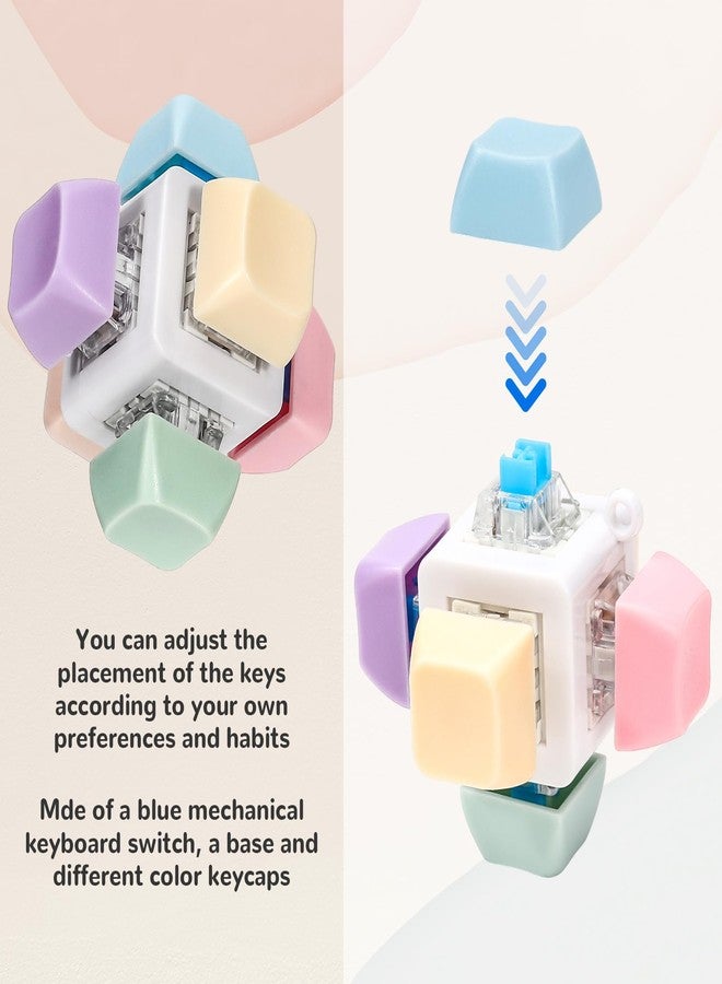 DEARIDAP 2 Pcs Cube Keyboard Fidget Toy, Keyboard Keychain Decompression Toys, Push Bubble Button Sensory Gifts for Stress and Anxiety Relieve (Macaron Colors) - Image 4